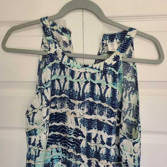 Nicole Miller Halter Neck Linen Dress Blue Size M - Picture 4 of 7